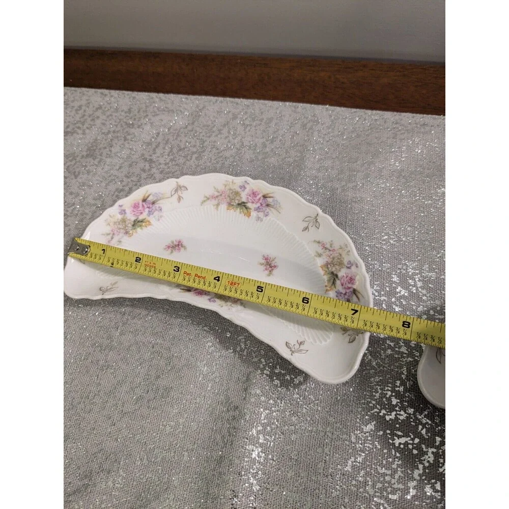 C.T. Carl Tielsch Flower Porcelain 2 Fish Bone Plates 1800-1900 Germany Antique